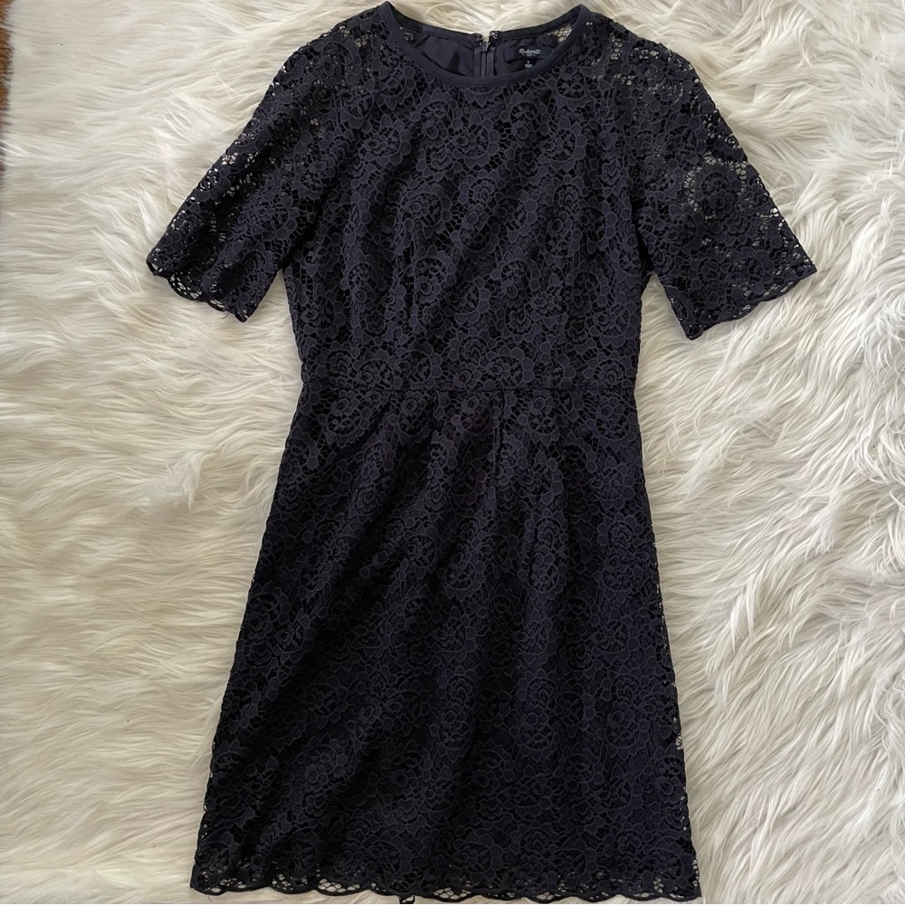 Madewell Magnolia Navy Lace Dress View 4